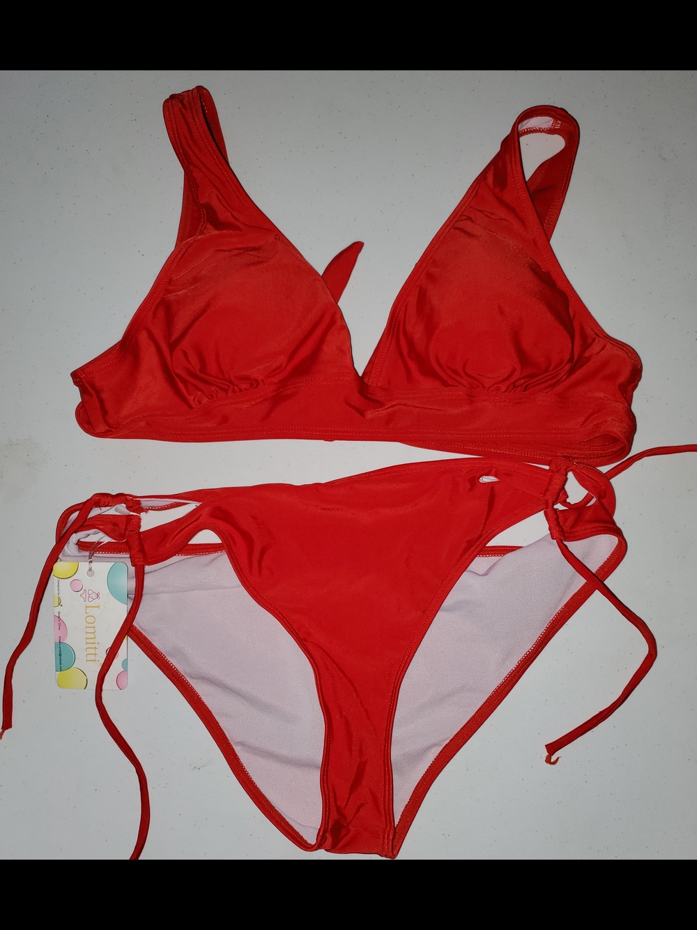 Red Tie-Side Bikini Set